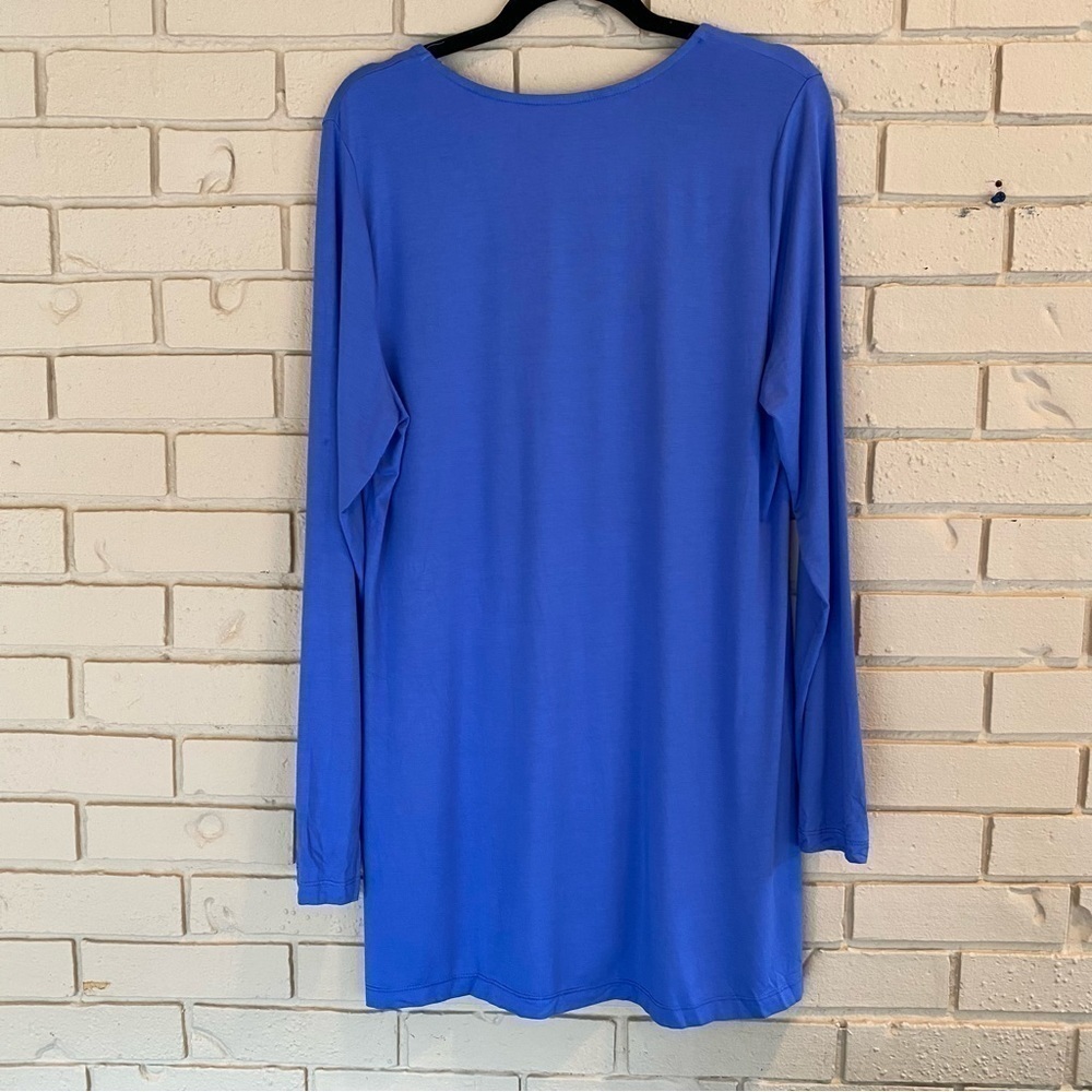 Soft Surroundings Top Womens Large L Blue Long Sleeve Stretch Knit Tunic